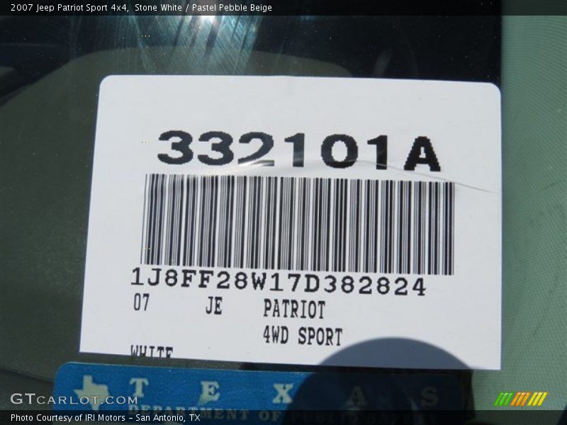 Stone White / Pastel Pebble Beige 2007 Jeep Patriot Sport 4x4