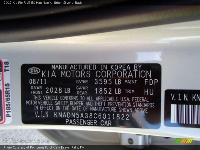 Bright Silver / Black 2012 Kia Rio Rio5 EX Hatchback