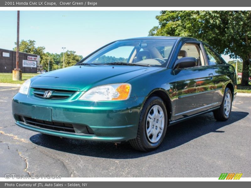 Clover Green / Beige 2001 Honda Civic LX Coupe