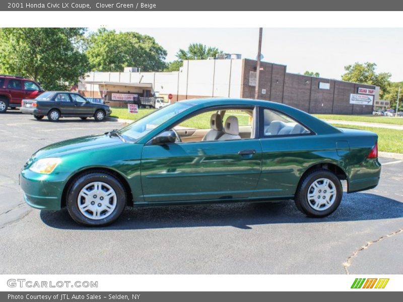 Clover Green / Beige 2001 Honda Civic LX Coupe