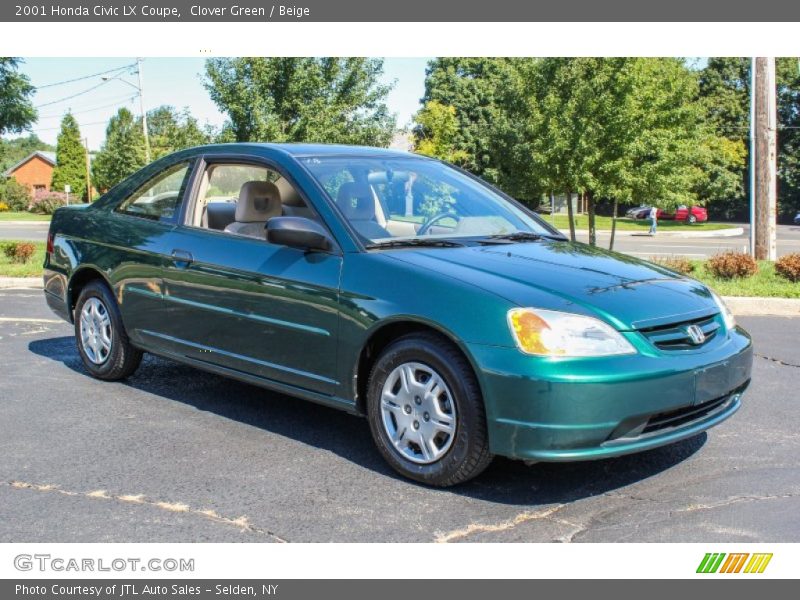 Clover Green / Beige 2001 Honda Civic LX Coupe