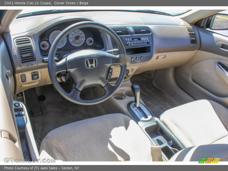 Clover Green / Beige 2001 Honda Civic LX Coupe