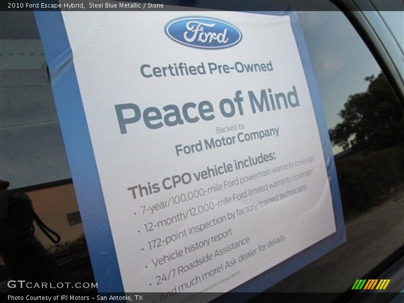 Steel Blue Metallic / Stone 2010 Ford Escape Hybrid