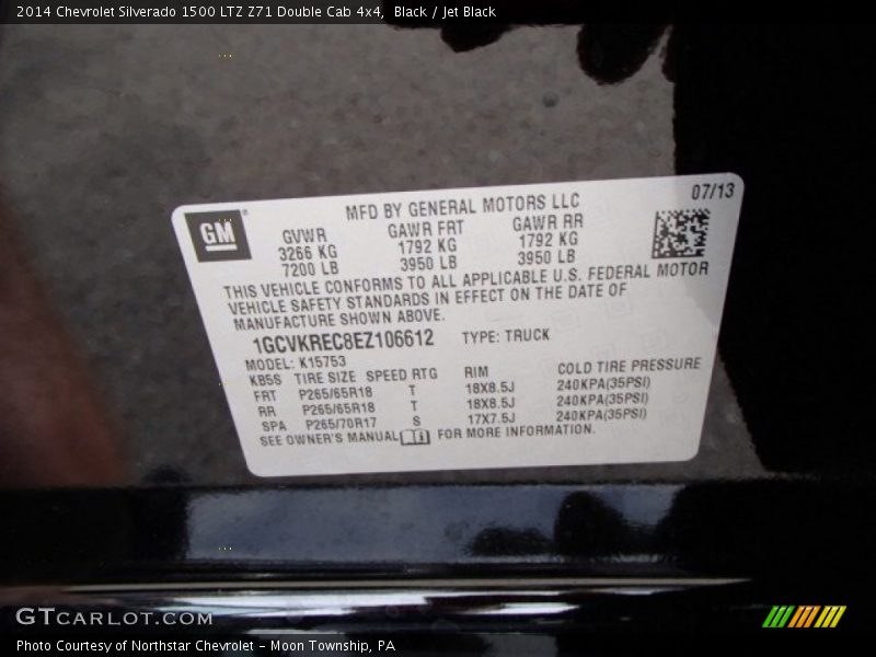 Black / Jet Black 2014 Chevrolet Silverado 1500 LTZ Z71 Double Cab 4x4
