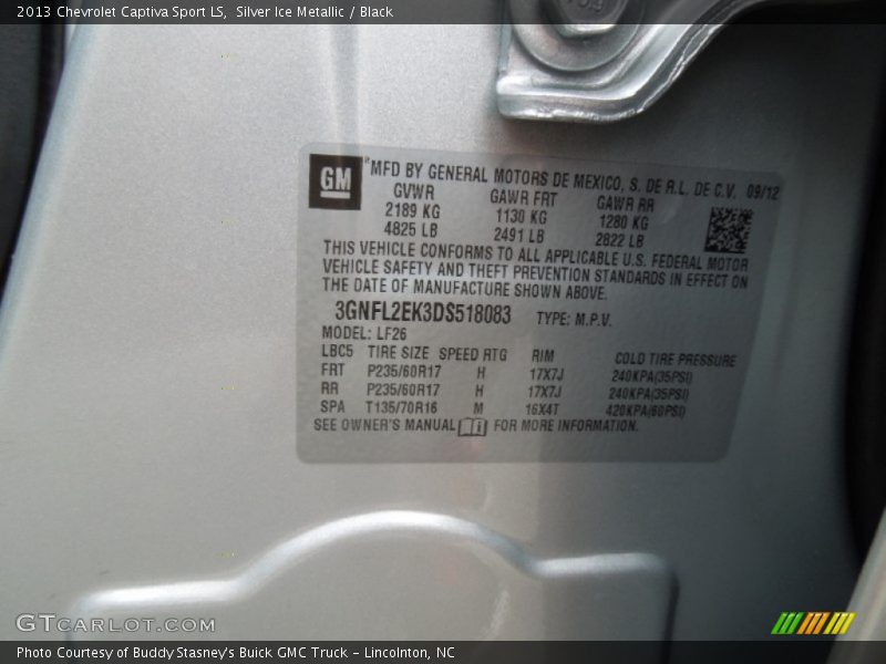 Silver Ice Metallic / Black 2013 Chevrolet Captiva Sport LS