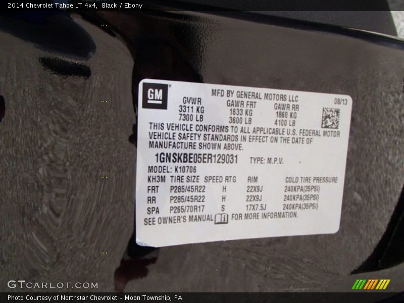 Black / Ebony 2014 Chevrolet Tahoe LT 4x4