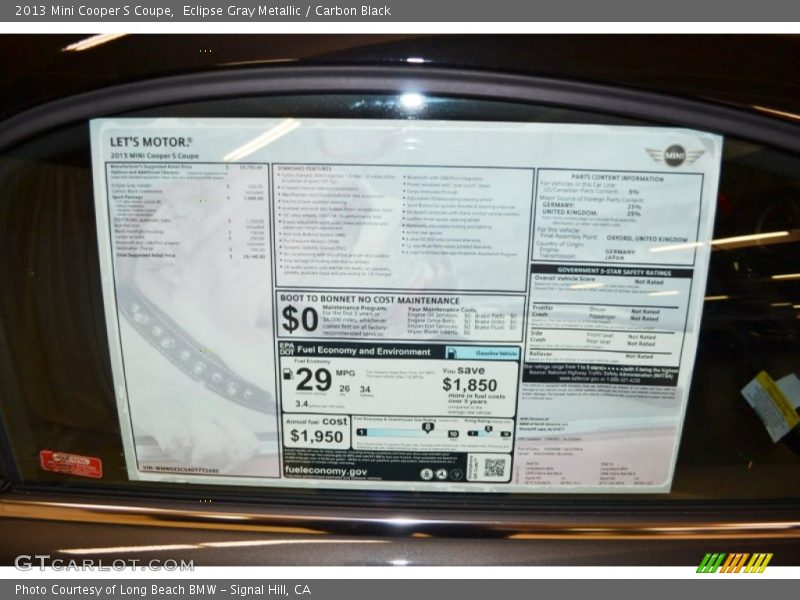 Eclipse Gray Metallic / Carbon Black 2013 Mini Cooper S Coupe