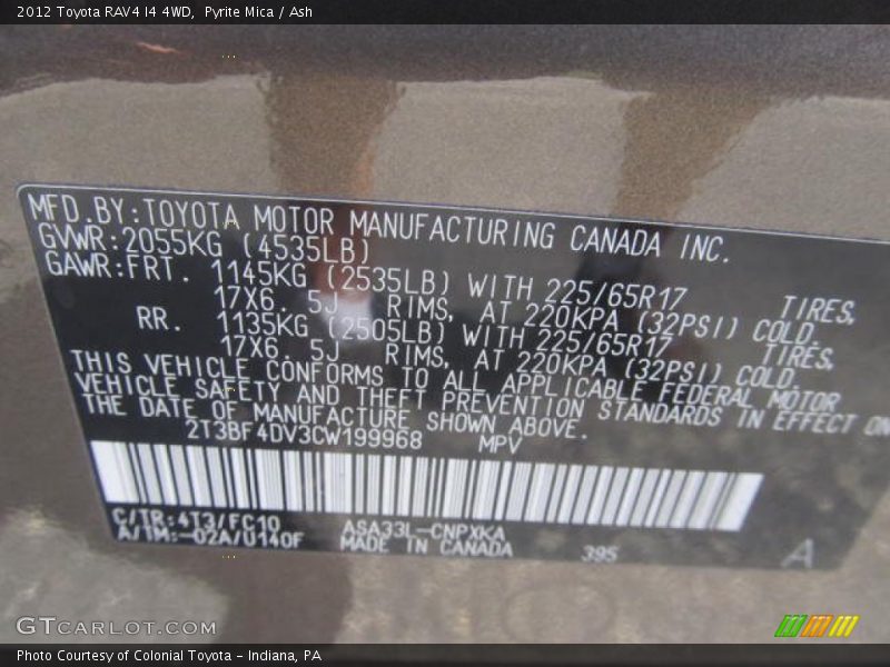 Pyrite Mica / Ash 2012 Toyota RAV4 I4 4WD