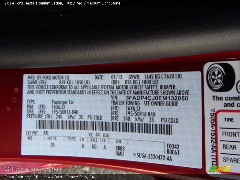 Ruby Red / Medium Light Stone 2014 Ford Fiesta Titanium Sedan