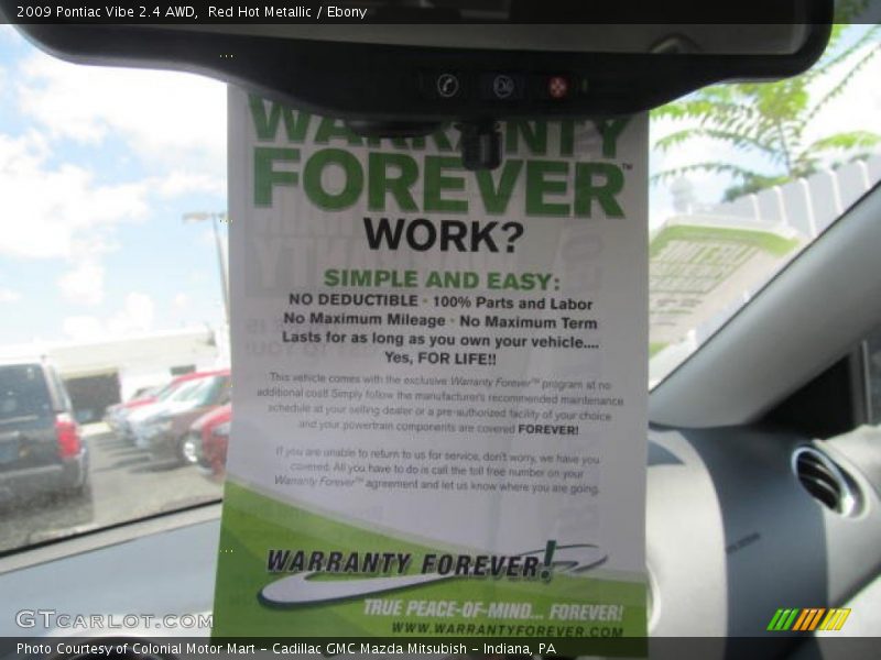 Red Hot Metallic / Ebony 2009 Pontiac Vibe 2.4 AWD