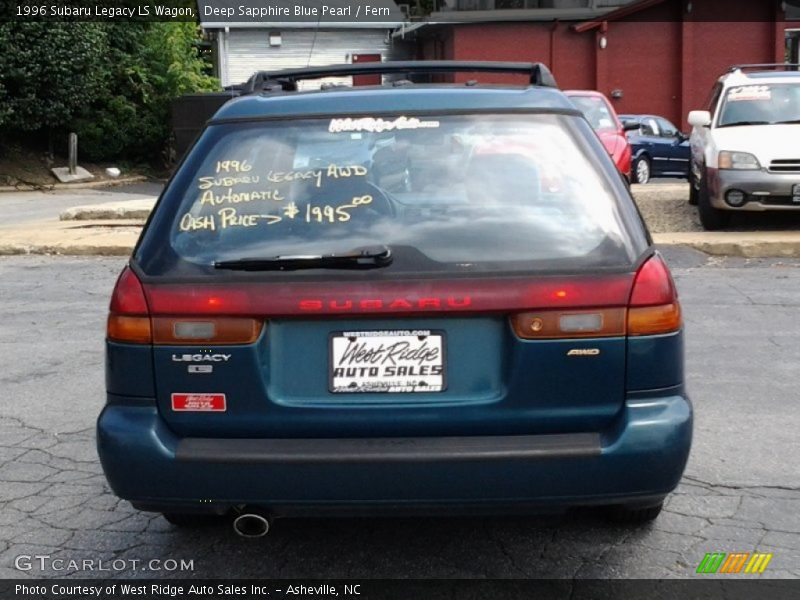 Deep Sapphire Blue Pearl / Fern 1996 Subaru Legacy LS Wagon