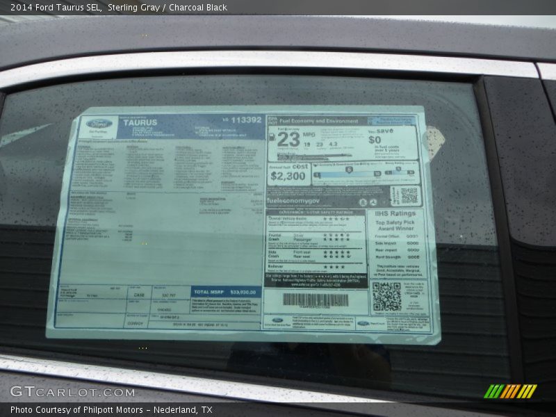  2014 Taurus SEL Window Sticker