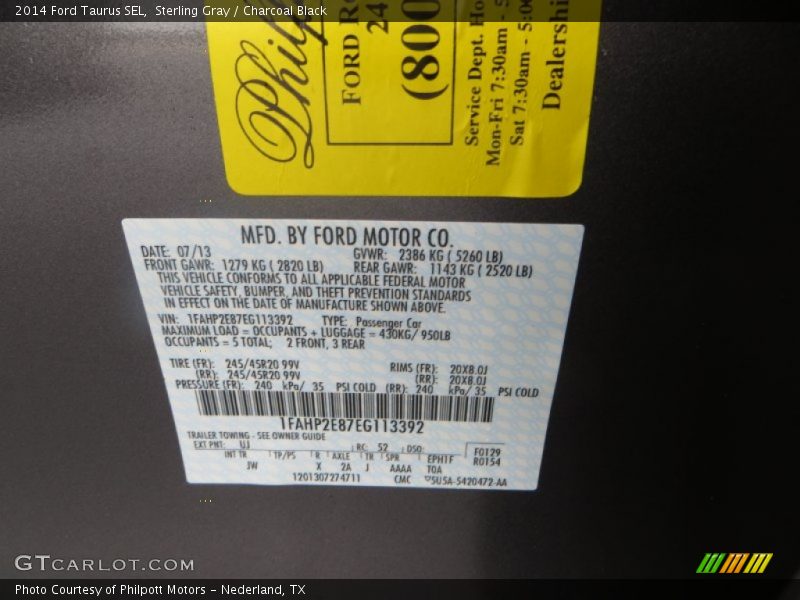 Sterling Gray / Charcoal Black 2014 Ford Taurus SEL