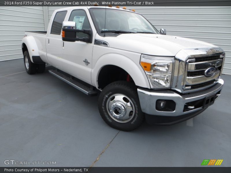 White Platinum Tri-Coat / Black 2014 Ford F350 Super Duty Lariat Crew Cab 4x4 Dually