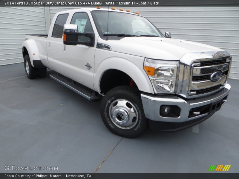 White Platinum Tri-Coat / Black 2014 Ford F350 Super Duty Lariat Crew Cab 4x4 Dually