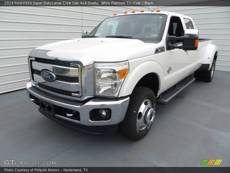 White Platinum Tri-Coat / Black 2014 Ford F350 Super Duty Lariat Crew Cab 4x4 Dually