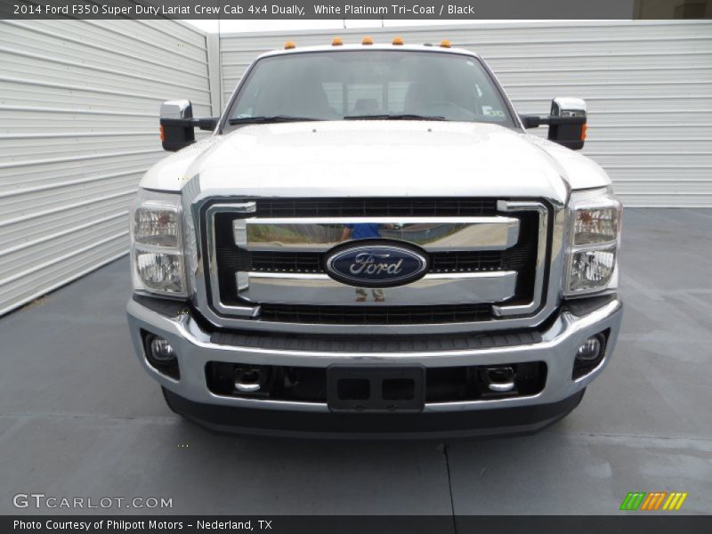 White Platinum Tri-Coat / Black 2014 Ford F350 Super Duty Lariat Crew Cab 4x4 Dually