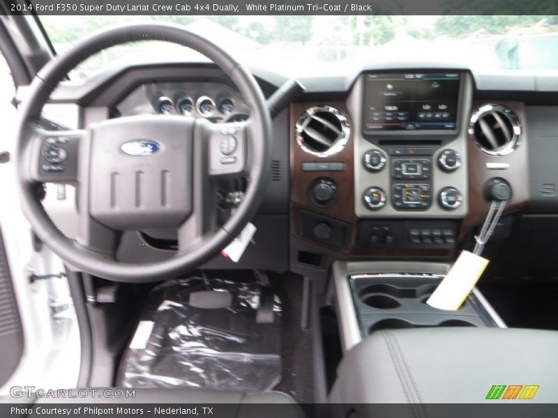 White Platinum Tri-Coat / Black 2014 Ford F350 Super Duty Lariat Crew Cab 4x4 Dually