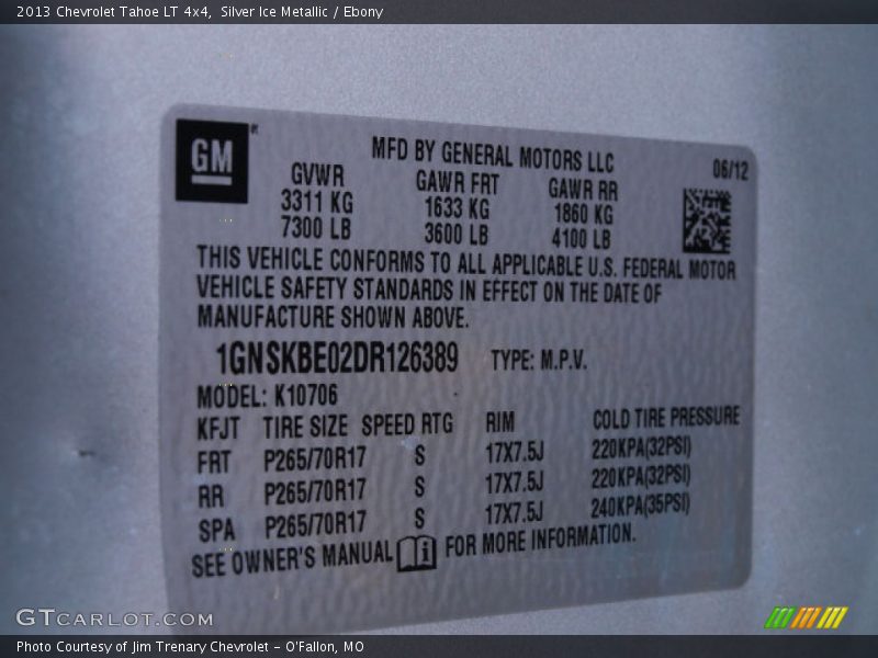 Silver Ice Metallic / Ebony 2013 Chevrolet Tahoe LT 4x4