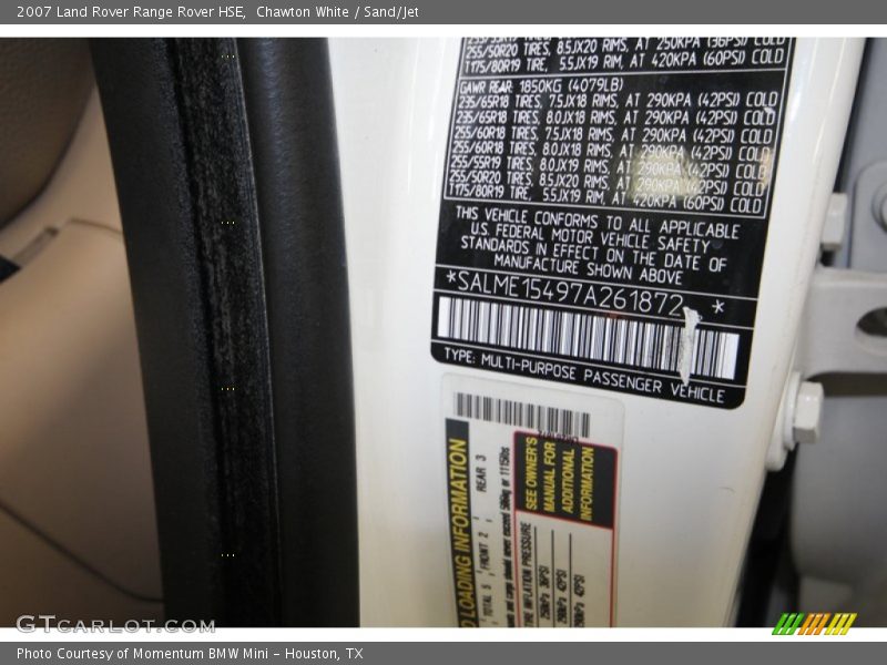 Chawton White / Sand/Jet 2007 Land Rover Range Rover HSE