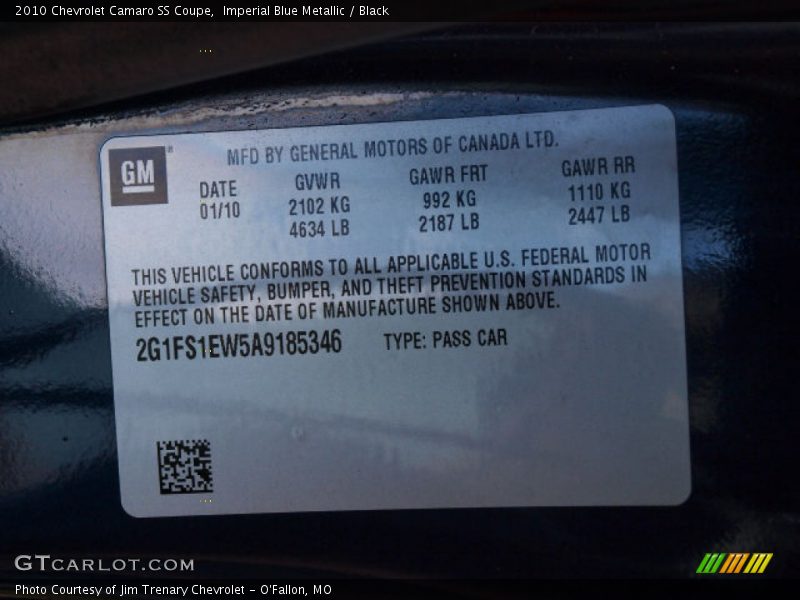 Imperial Blue Metallic / Black 2010 Chevrolet Camaro SS Coupe