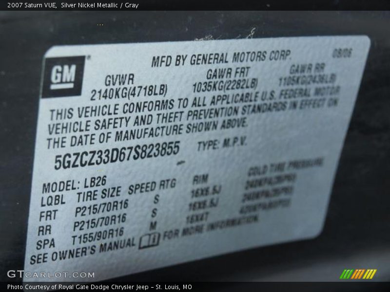 Silver Nickel Metallic / Gray 2007 Saturn VUE