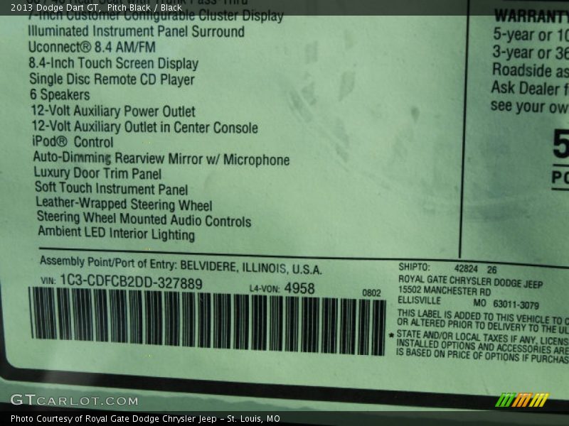 Pitch Black / Black 2013 Dodge Dart GT