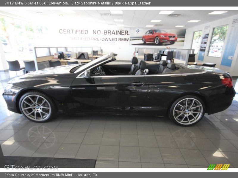 Black Sapphire Metallic / Black Nappa Leather 2012 BMW 6 Series 650i Convertible