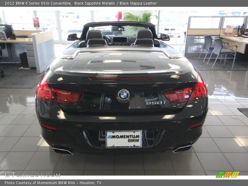 Black Sapphire Metallic / Black Nappa Leather 2012 BMW 6 Series 650i Convertible