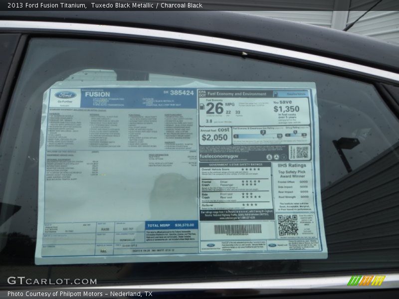 Tuxedo Black Metallic / Charcoal Black 2013 Ford Fusion Titanium