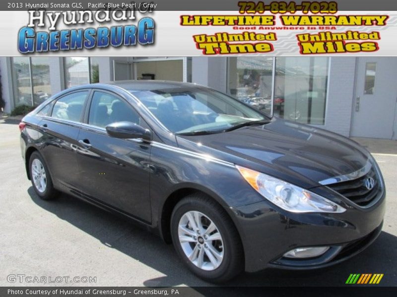 Pacific Blue Pearl / Gray 2013 Hyundai Sonata GLS
