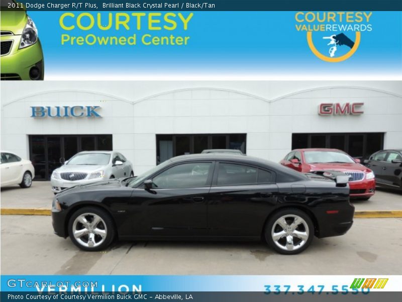 Brilliant Black Crystal Pearl / Black/Tan 2011 Dodge Charger R/T Plus