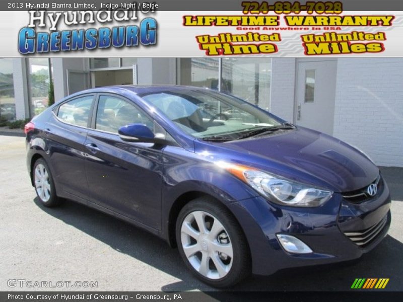 Indigo Night / Beige 2013 Hyundai Elantra Limited