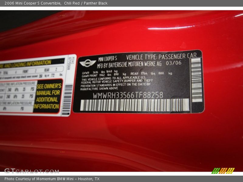 Chili Red / Panther Black 2006 Mini Cooper S Convertible