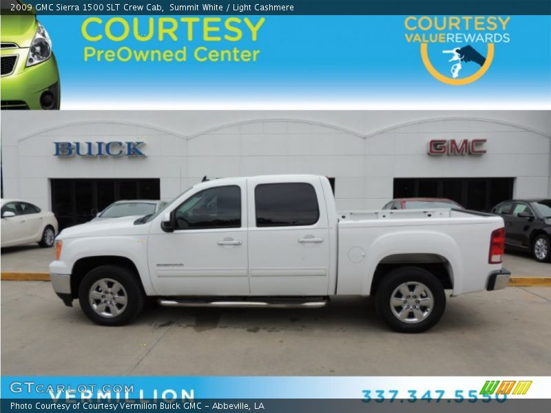 Summit White / Light Cashmere 2009 GMC Sierra 1500 SLT Crew Cab