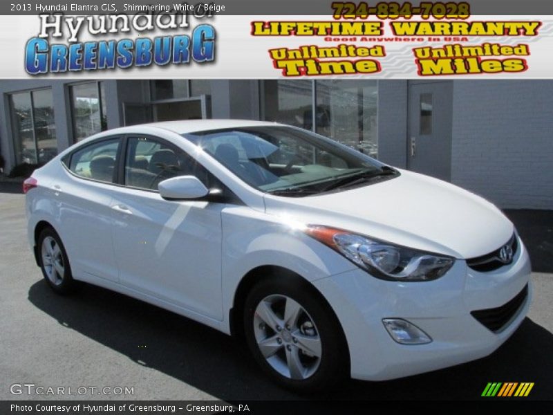 Shimmering White / Beige 2013 Hyundai Elantra GLS