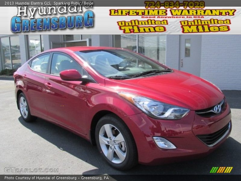 Sparkling Ruby / Beige 2013 Hyundai Elantra GLS