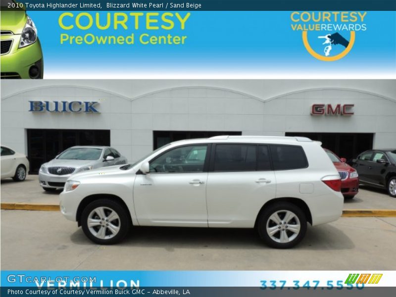 Blizzard White Pearl / Sand Beige 2010 Toyota Highlander Limited