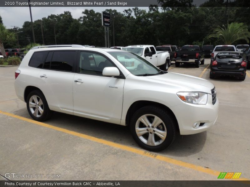 Blizzard White Pearl / Sand Beige 2010 Toyota Highlander Limited