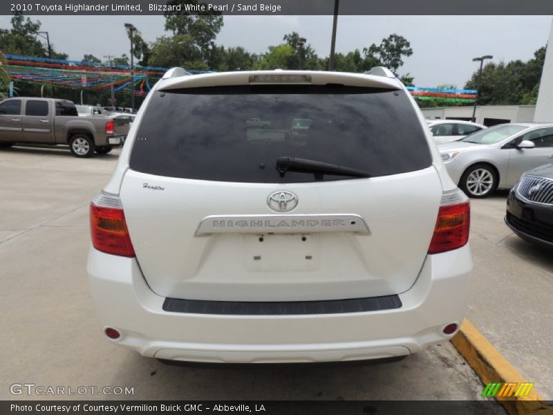 Blizzard White Pearl / Sand Beige 2010 Toyota Highlander Limited