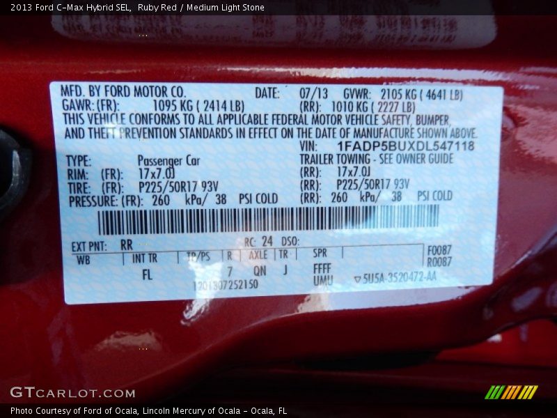 Ruby Red / Medium Light Stone 2013 Ford C-Max Hybrid SEL