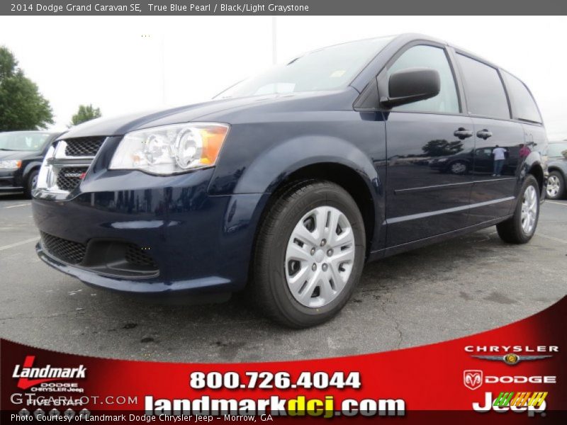 True Blue Pearl / Black/Light Graystone 2014 Dodge Grand Caravan SE
