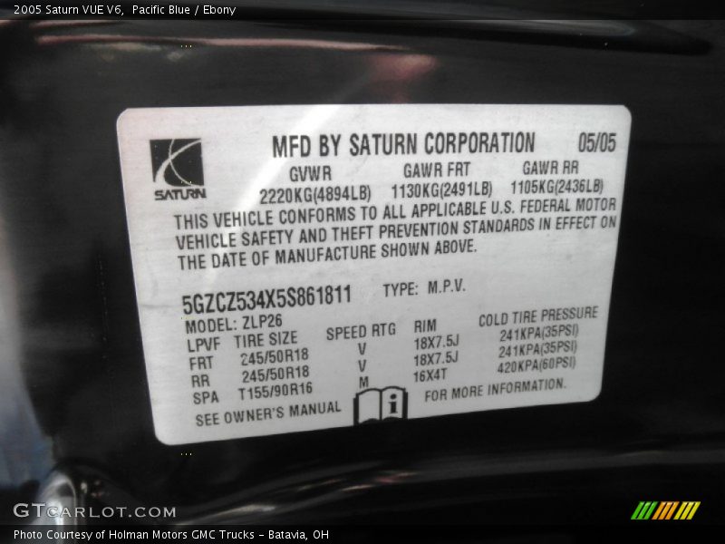 Pacific Blue / Ebony 2005 Saturn VUE V6