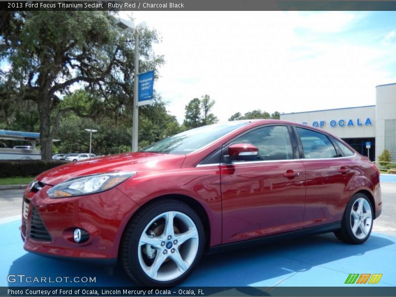 Ruby Red / Charcoal Black 2013 Ford Focus Titanium Sedan