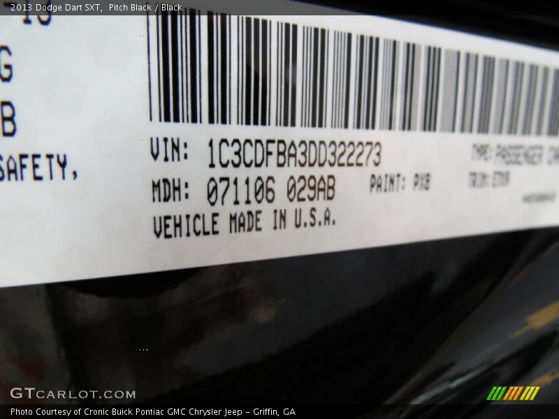 Pitch Black / Black 2013 Dodge Dart SXT