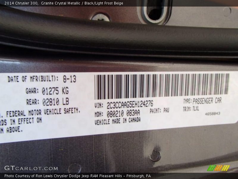 2014 300  Granite Crystal Metallic Color Code PAU