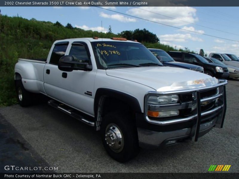 Summit White / Graphite 2002 Chevrolet Silverado 3500 LT Crew Cab 4x4 Dually