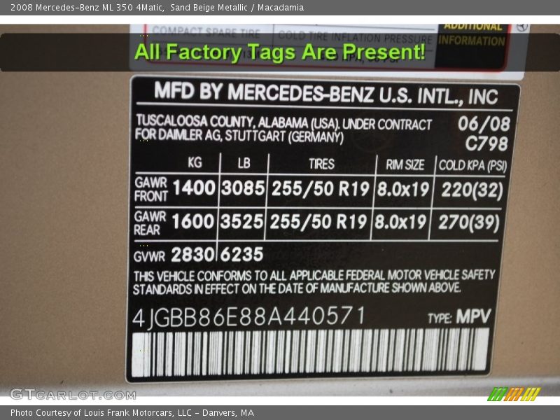 Sand Beige Metallic / Macadamia 2008 Mercedes-Benz ML 350 4Matic