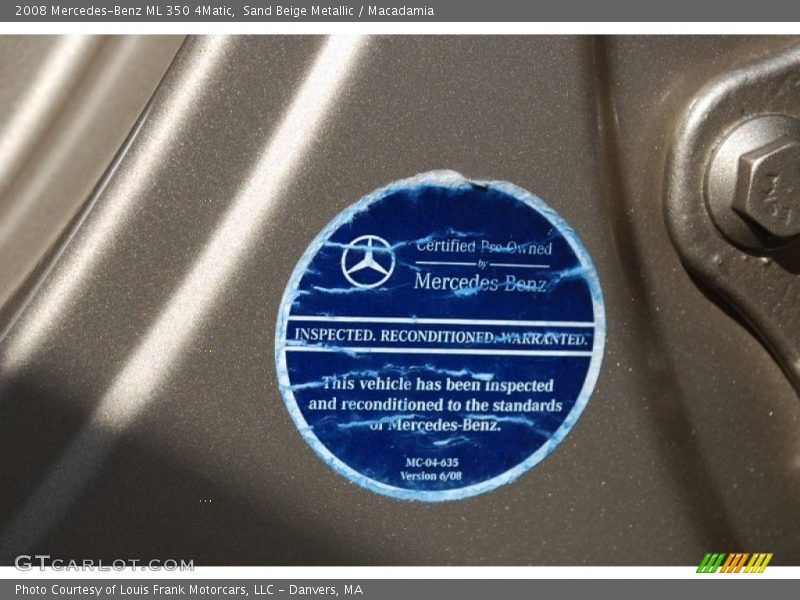 Sand Beige Metallic / Macadamia 2008 Mercedes-Benz ML 350 4Matic