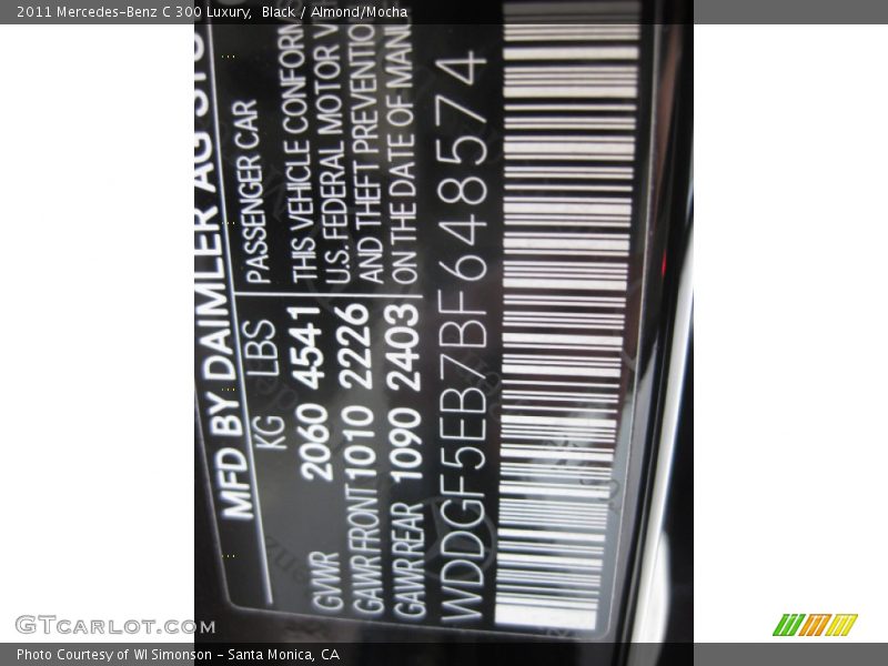 Black / Almond/Mocha 2011 Mercedes-Benz C 300 Luxury
